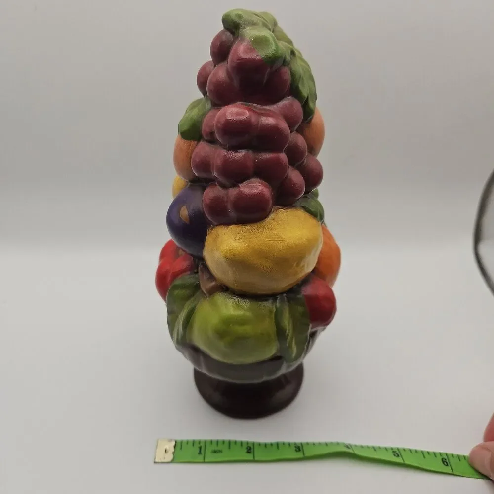 Vintage Handpainted Ceramic Bowl Of Towering Fruit Decor 8 Inch Tall